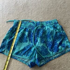 Aerie Blue Leaf Print Athletic Shorts